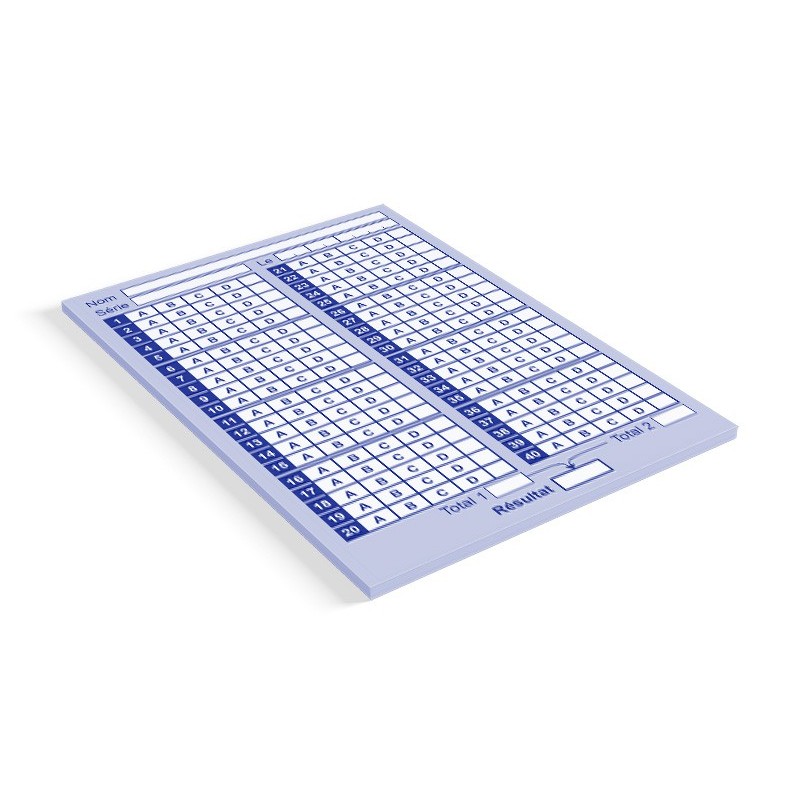 LOT DE 250 FEUILLES REPONSES RECTO - 1 SERIE/PAGE