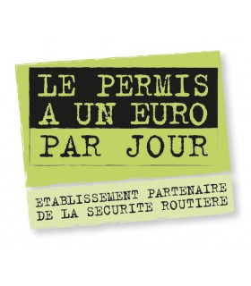 ADHÉSIF EXTÉRIEUR PERMIS 1€ PAR JOUR - PETIT FORMAT