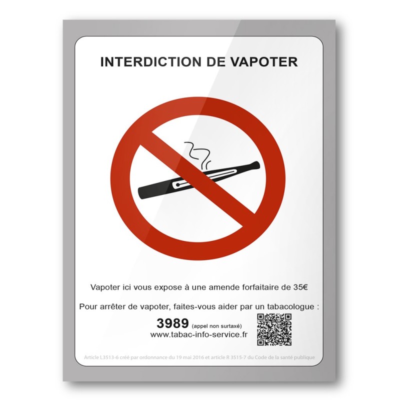 AFFICHE INTERDICTION DE VAPOTER