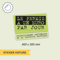 ADHÉSIF EXTÉRIEUR PERMIS 1€ PAR JOUR - GRAND FORMAT