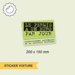 ADHÉSIF EXTÉRIEUR PERMIS 1€ PAR JOUR - PETIT FORMAT