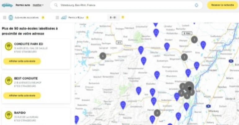 Une carte interactive pour repérer les auto-école labellisées